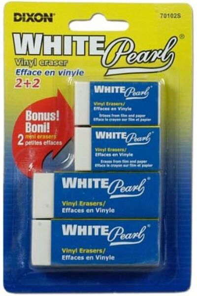 Dixon ممحاة فينيل بيضاء - خالية من اللاتكس (2 كبيرة + 2 صغيرة إضافية)