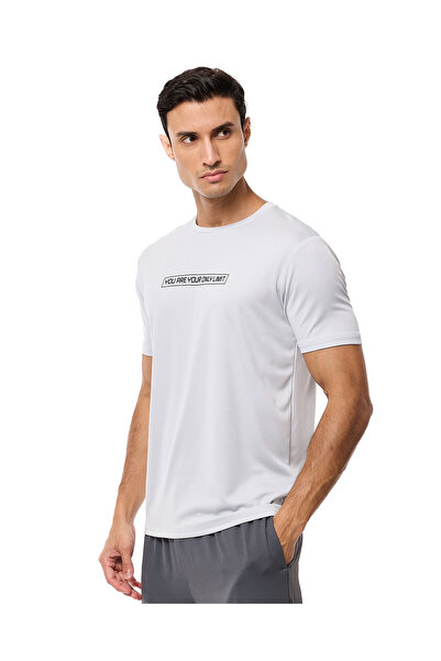 R&B Typography Print Active T-Shirt with Crew Neck and Short Sleeves