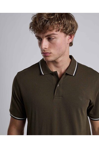 R&B Contrast Trim Polo T-Shirt with Shirt Collar and Short Sleeves