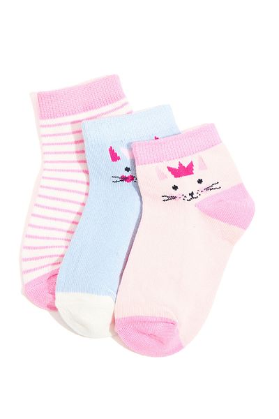 R&B 3 Pack Printed Ankle Socks