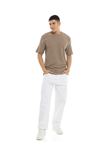 R&B Solid Straight Fit Jeans with Button Closure