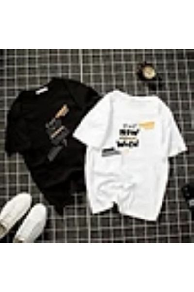 aynewmoda Unisex T-Shirt with Simple Letters, Short Sleeves and Round Neck. The Price of One Piece Is 599 Tl.