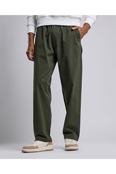 R&B Solid Loose Fit Pants with Elastic Waist