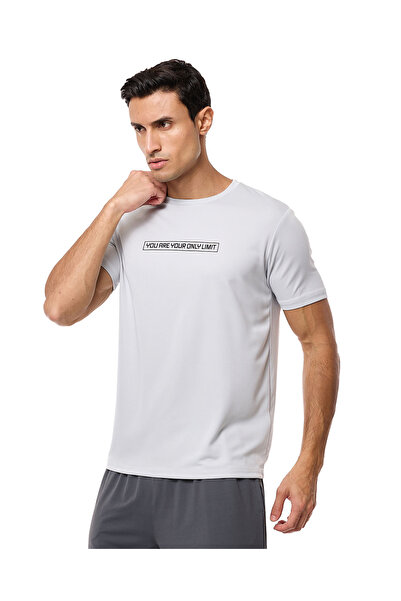 R&B Typography Print Active T-Shirt with Crew Neck and Short Sleeves