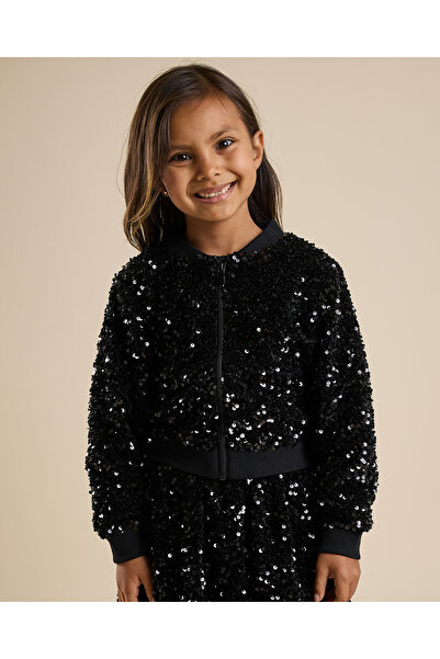 R&B سترة مرصعة بالترتر مع سحاب للإغلاق