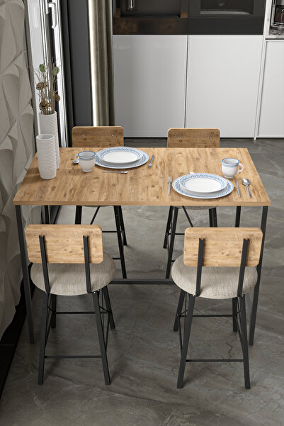 Retodesign 4 İMAJ SANDALYELİ ÇAM YEMEK MASASI 120/60 4621