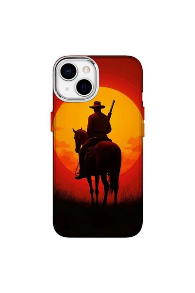 Turkuaz iPhone 14 Custom Red Dead Redemption Sunset Design Luxury Silicone Case