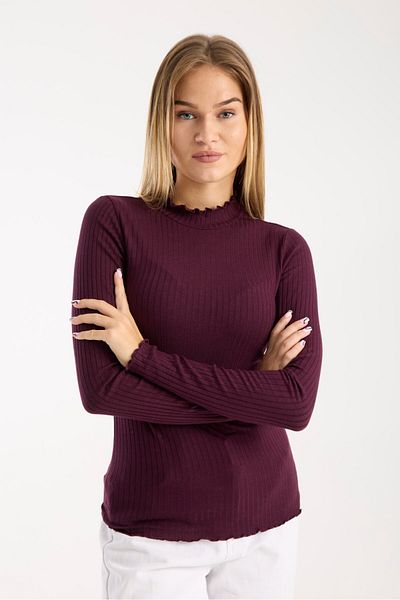 G-FOX Women's Long Sleeve Half Neck Ribbed Blouse – Stretchy and Comfortable 3005