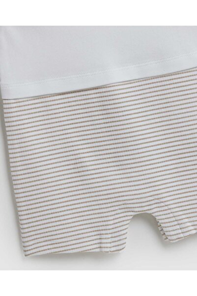 R&B Embroidered Collared Romper with Short Sleeves