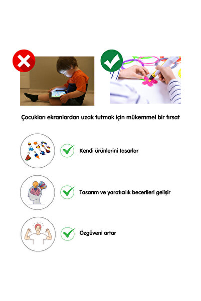 Kids Maker Pembe 3D Kalem Full Set-Adaptörlü-Şablon Kitabı-Filament-Temizleme Çubuğu-Parmak Koruyucu-Anahtarlık