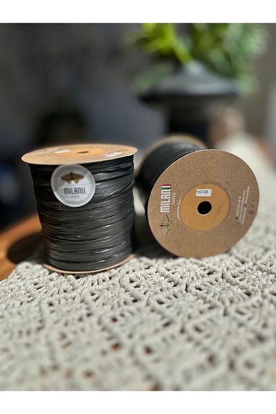 Milano Raffia Rope Number 8 Black 100 Gr 250 Mt Bag, Beach Accessory Knitting Rope