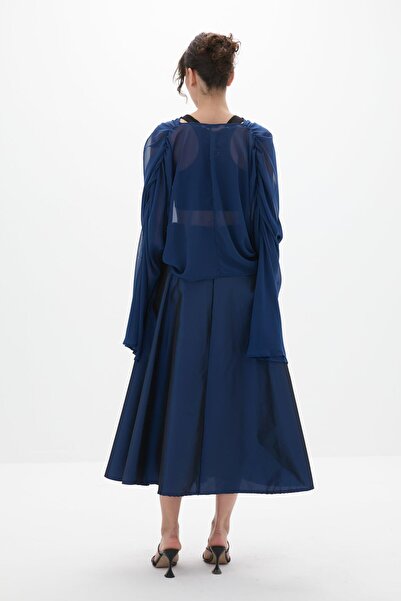 QALVE Set cu fustă din tafta, bleumarin