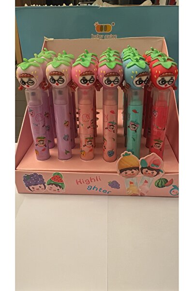 SEFAM HOME Çilek Figürlü Fosforlu Kalem Seti işaretleme kalemi