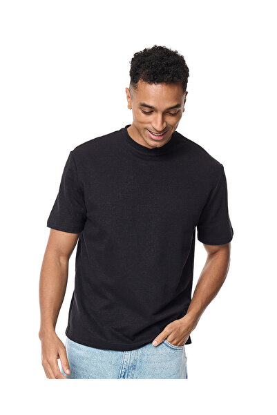 R&B Solid T-shirt with Crew Neck and Short Sleeves