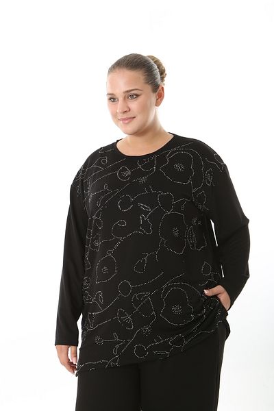 XL Modam Women's Lycra Viscose Stone Black Plus Size Tunic