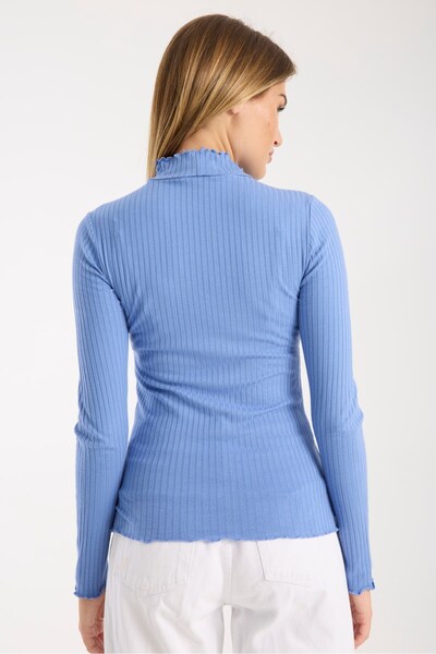 G-FOX Women's Long Sleeve Half Neck Ribbed Blouse – Stretchy and Comfortable 3005