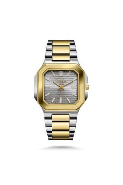 catera Men's silver steel watch with a gray dial