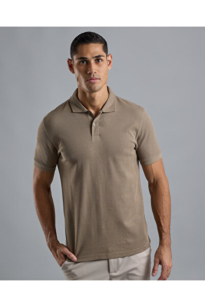 R&B تي شيرت بولو مضلع بأكمام قصيرة