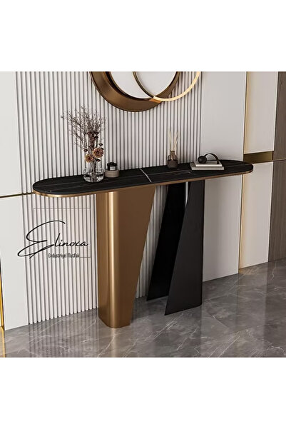 Elinoxa 720-0356 Modern Çift Tabanlı Konsol Masa,Metal Dresuar 80x35x85