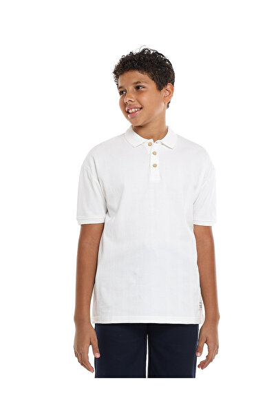 R&B Textured Polo T-Shirt with Short Sleeves