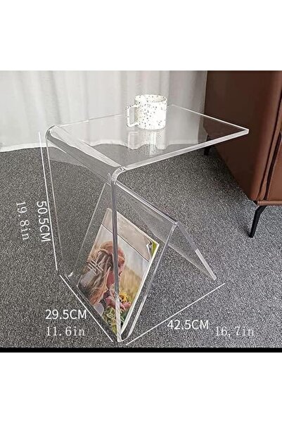 Slasa Transparent Acrylic Bedside Table with Storage – Modern Nightstand (42.5×29.5×50 cm)