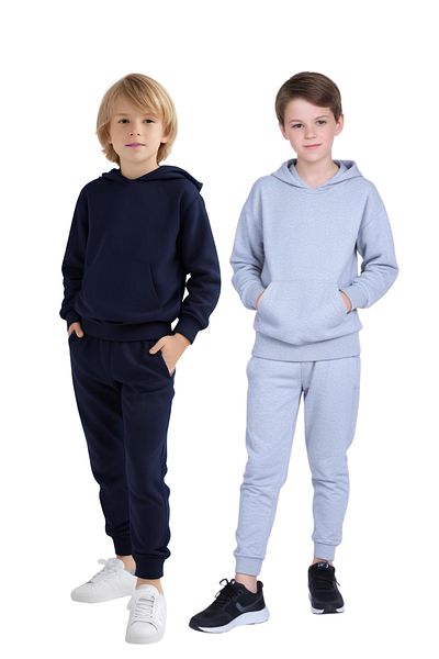 FYK KİDS 2-Pack Kangaroo Pocket Hooded Sweatshirt Without Printing for Boys
