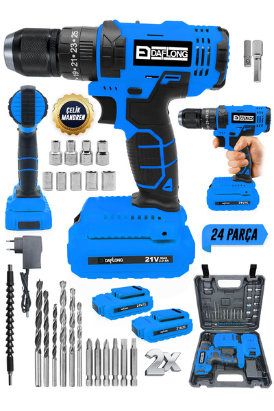 DAFLONG 21V ÇELİK SANZUMAN ÇELİK MANDREN BAKIR SARGILI AKÜLÜ VİDALAMA
