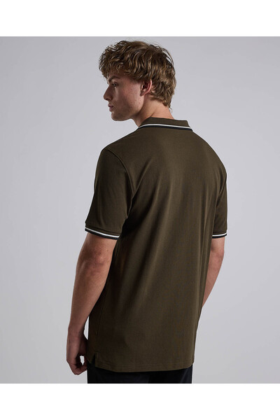 R&B Contrast Trim Polo T-Shirt with Shirt Collar and Short Sleeves