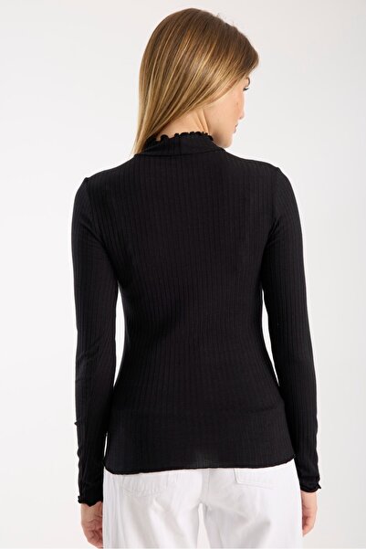 G-FOX Women's Long Sleeve Half Neck Ribbed Blouse – Stretchy and Comfortable 3005