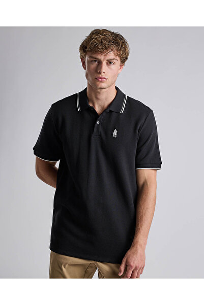 R&B تي شيرت بولو بحواف متباينة وياقة قميص وأكمام قصيرة