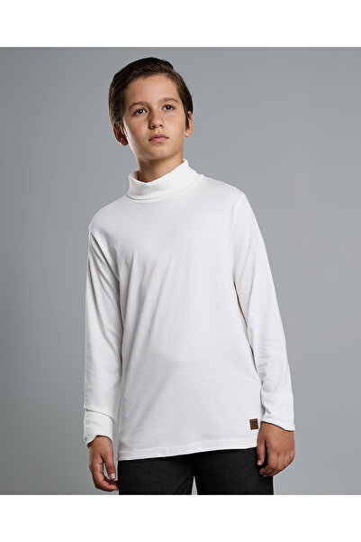 R&B تي شيرت سادة برقبة عالية وأكمام طويلة