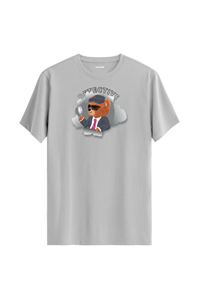 Colermi تي شيرت عادي مطبوع عليه ديتكتيف بير للجنسين مصنوع من نسيج قطني فاخر ب...