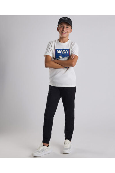 R&B Nasa Print T-Shirt with Crew Neck and Short Sleeves