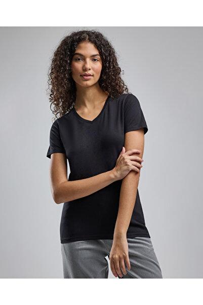 R&B تي شيرت سادة برقبة على شكل حرف V وأكمام قصيرة