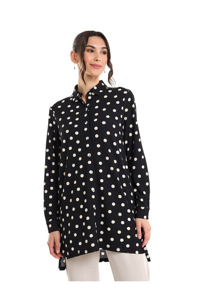 R&B Zebra Patterned Shirt Tunic with Long Sleeves