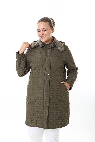 TUTveAL Collection Quilted Coat, Coat, Fur Lined Quilted Coat, Large Size Coat, Water Repellent Coat, Mink Rek