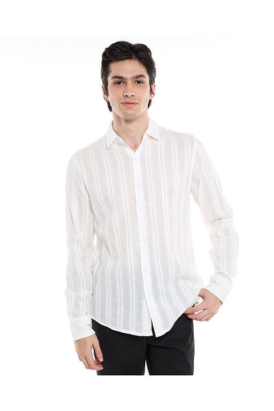 R&B Self Patterned Shirt with Classic Collar and Long Sleeves