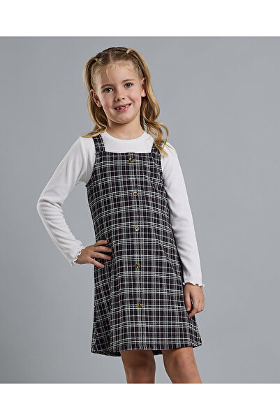 R&B Solid T-Shirt and Plaid Pinafore Set