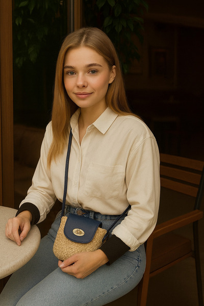 hasır bohem Hasır Crossbody Çanta - Günlük Kullanım & Şık Tasarım