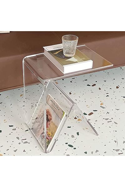 Slasa Transparent Acrylic Side Table for Bedroom from