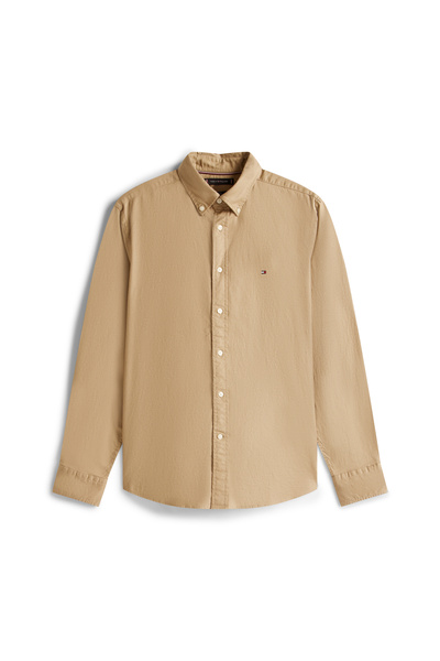 Tommy Hilfiger Tommy Hilfiger Men Coastal Taupe Long Sleeve Flex Flannel Solid Shirt