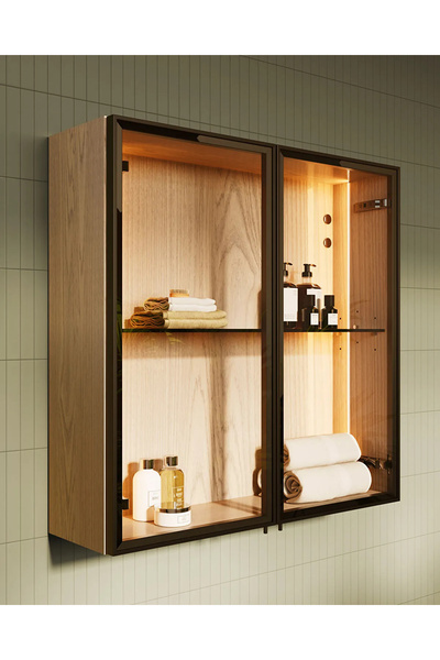 VitrA Metropole Edge Cam Kapaklı Üst Dolap 67 cm, Açık Meşe, 67144