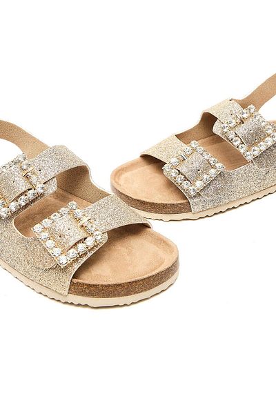 R&B Shimmer Velcro Strap Comfort Sandals