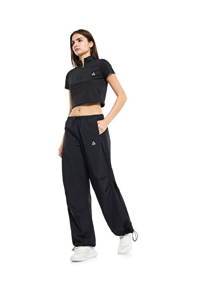 R&B Crinkled Parachute Pants with Drawstring Waist