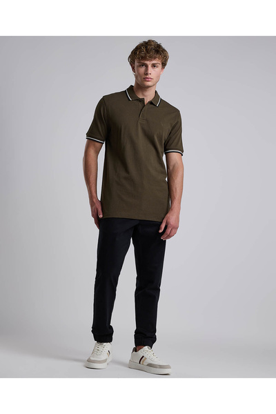 R&B Contrast Trim Polo T-Shirt with Shirt Collar and Short Sleeves
