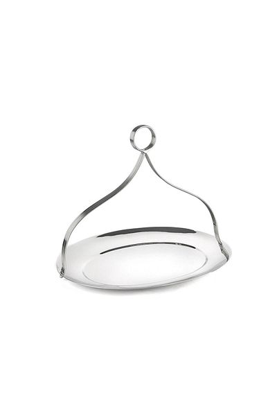 Mikasa Moor Silver Oval Metal Tray with Handles 38X28X30Cm