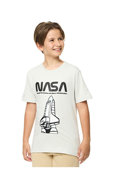 R&B NASA Printed T-Shirt with Crew Neck and Short Sleeves