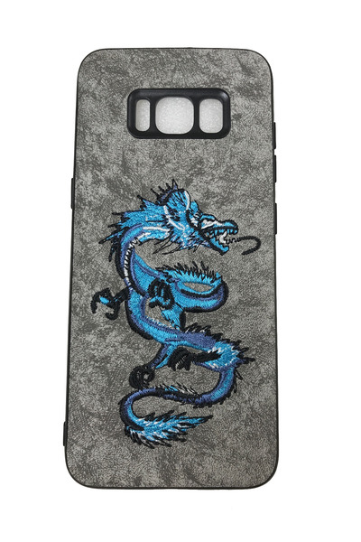 OEM Husă compatibilă cu Samsung Galaxy S8, Dragon brodat pe imitație de piele...