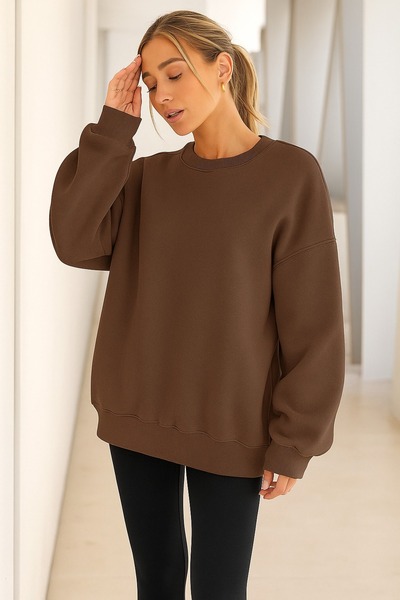 DM DOLCE MORE سترة نسائية من القطن الممشط بثلاثة خيوط بلون واحد