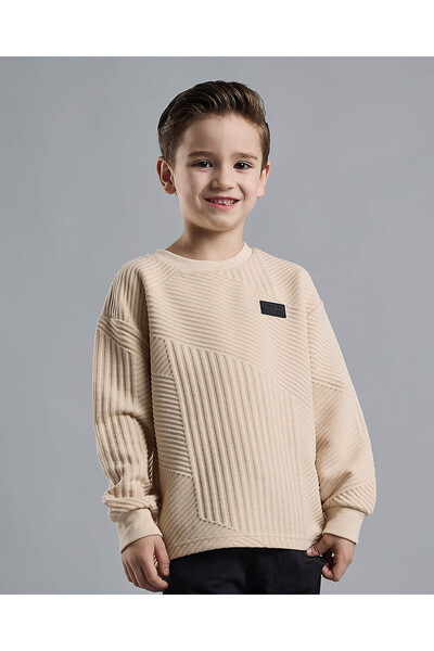 R&B سويت شيرت منقوش برقبة دائرية وأكمام طويلة